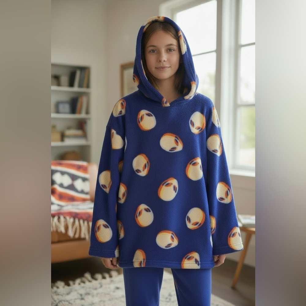 Dots & Dreams Cozy Blue Kids Pajama Top with Fun Print